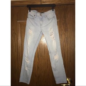 Express distressed girlfriend jeans light wash